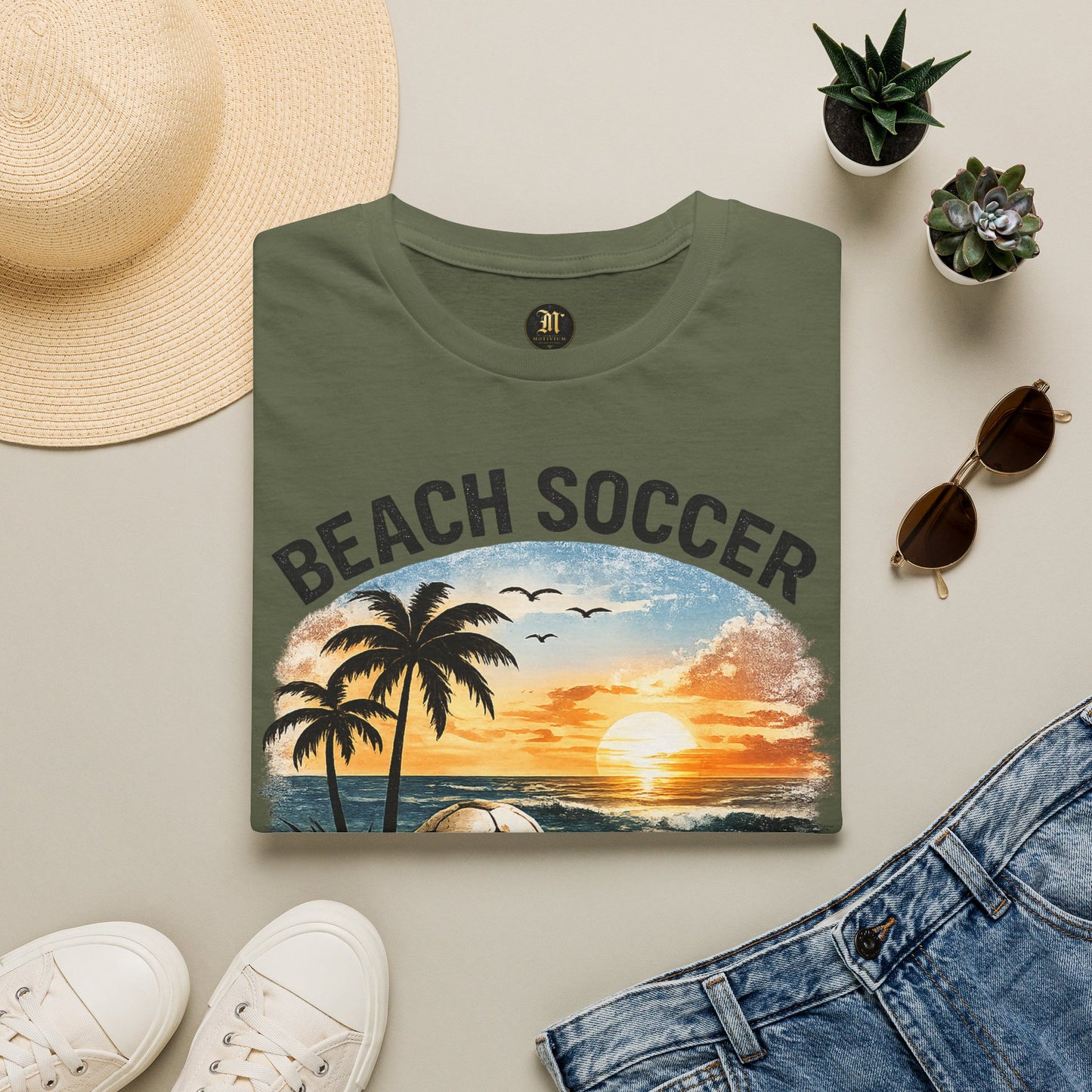 Beach Soccer – Good Vibes T-Shirt | Strandfußball & Sommer Feeling | High Tides & Good Times