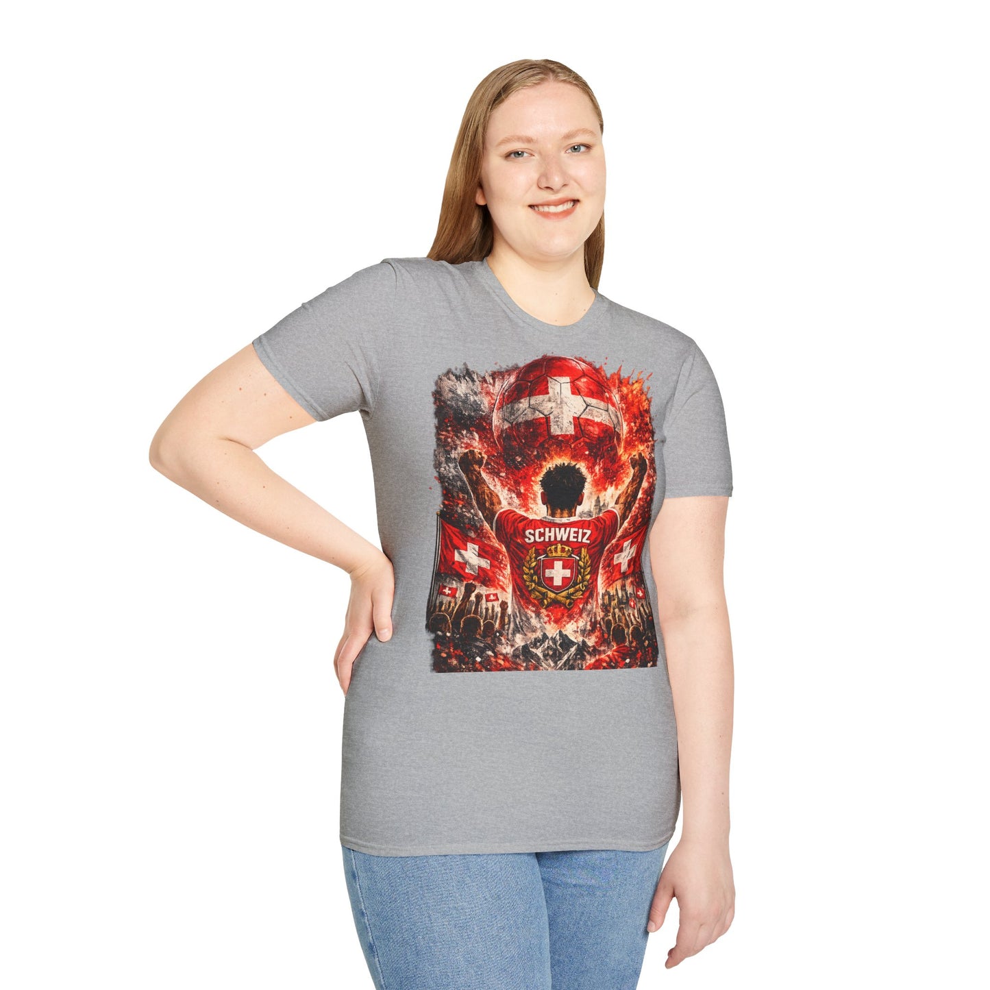 Schweiz Fußball Fan T-Shirt – Schweiz Flagge Supporter Design | Fußball Fanartikel | Geschenk für Fußballfans