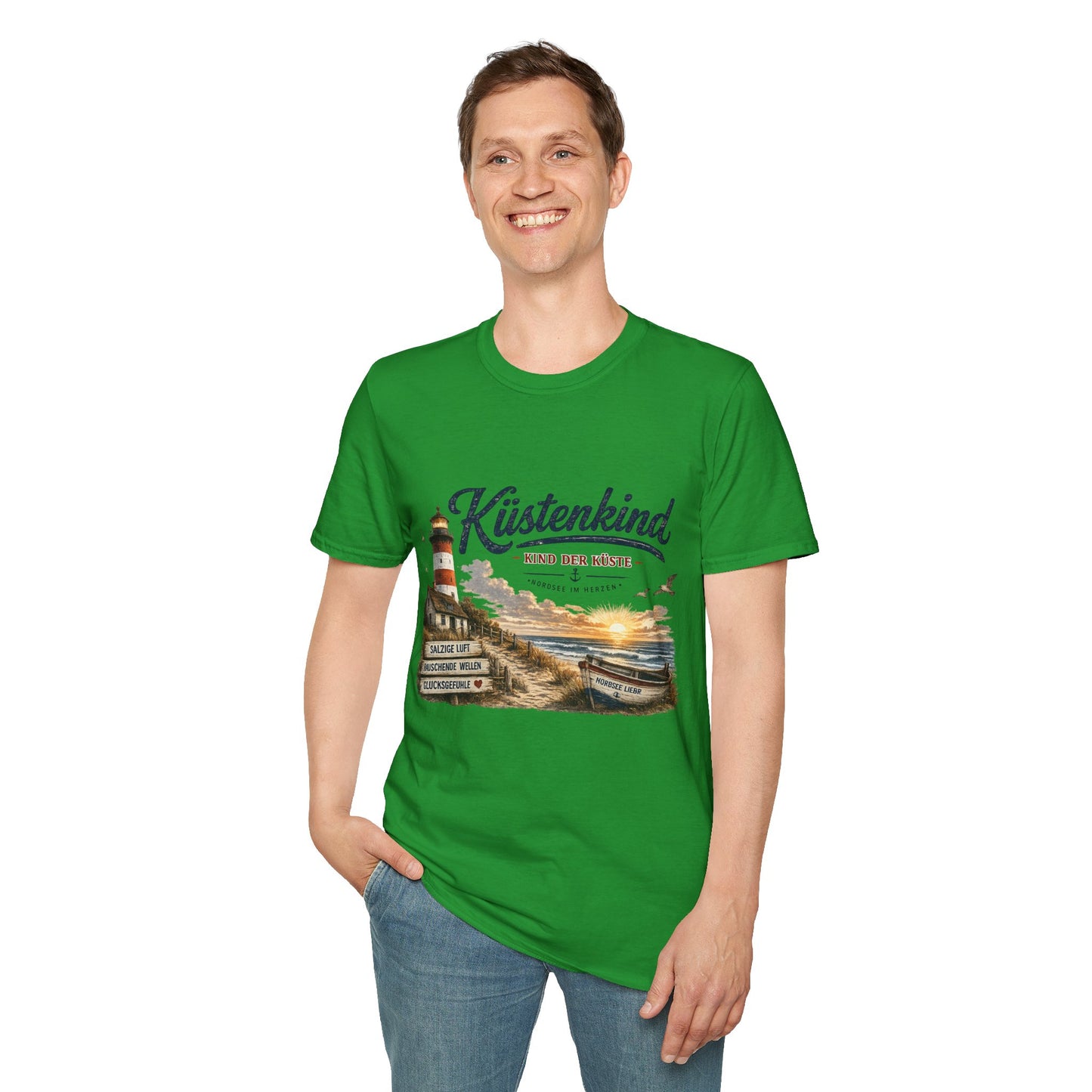 Küstenkind T-Shirt – Kind der Küste | Nordsee im Herzen | Vintage Leuchtturm Strand Design | Maritimes Sommer Shirt