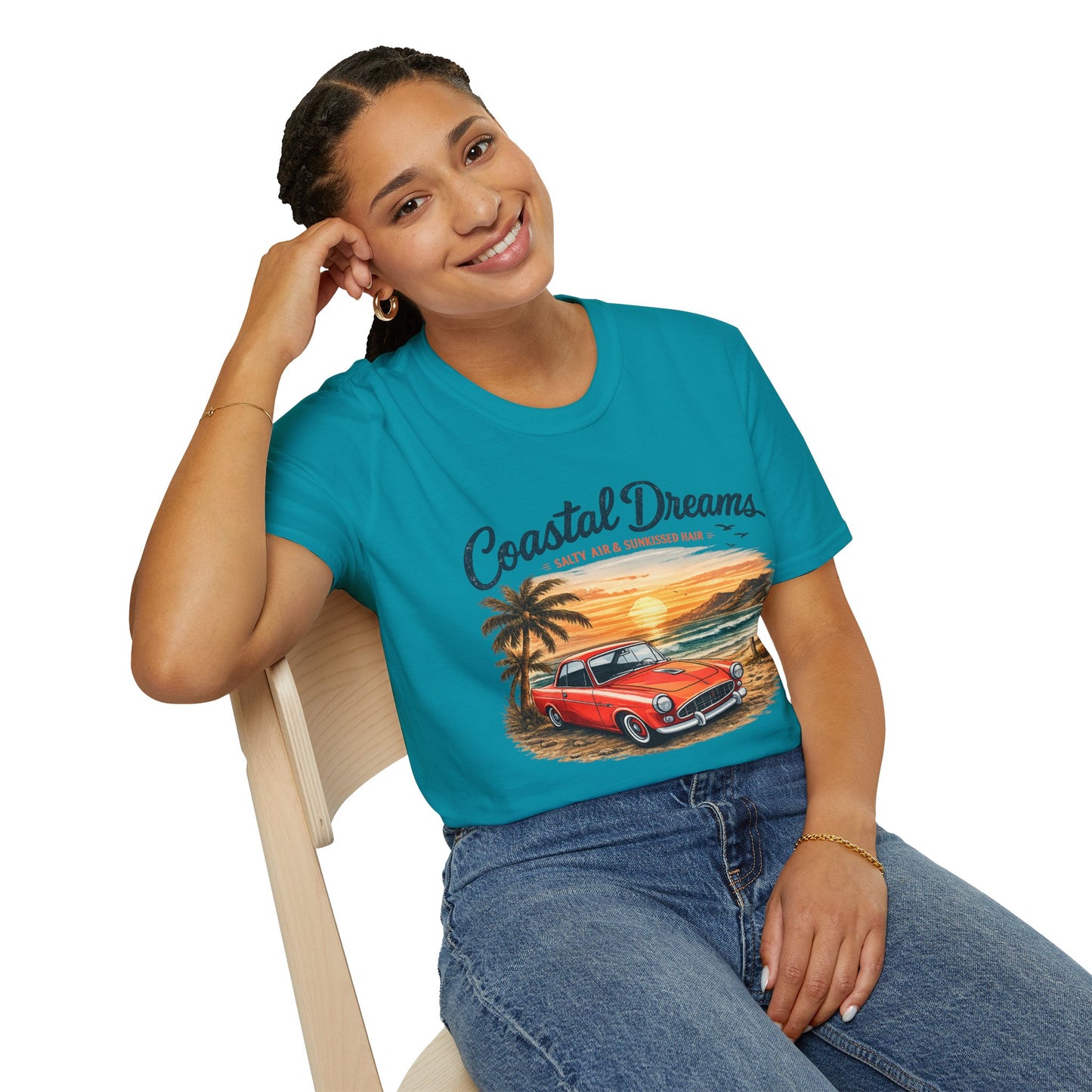 Coastal Dreams T-Shirt – Salzige Luft & Sonnengeküsstes Haar | Vintage Oldtimer Strand Motiv