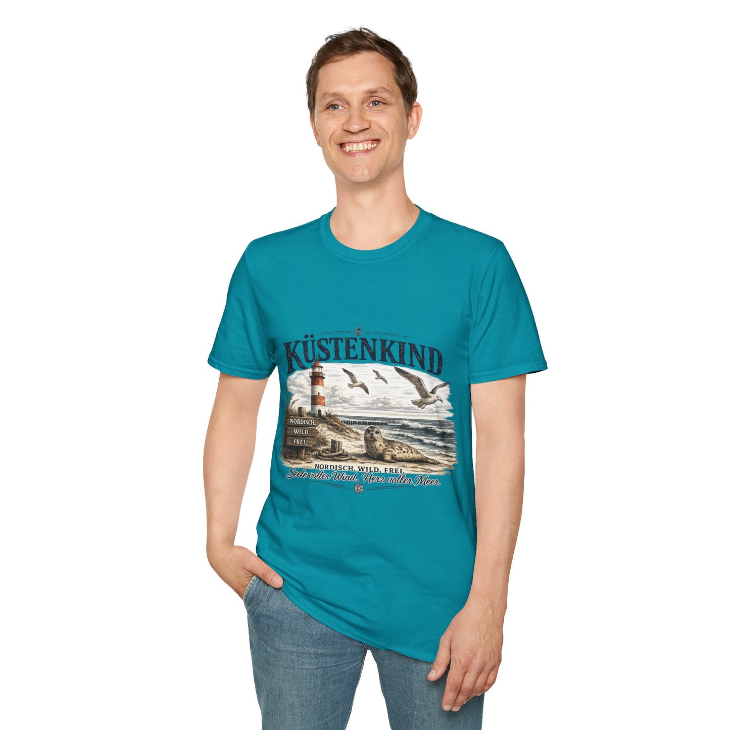 🌊 Küstenkind – Nordisch. Wild. Frei. | Vintage Nordsee T-Shirt mit Robbe & Leuchtturm