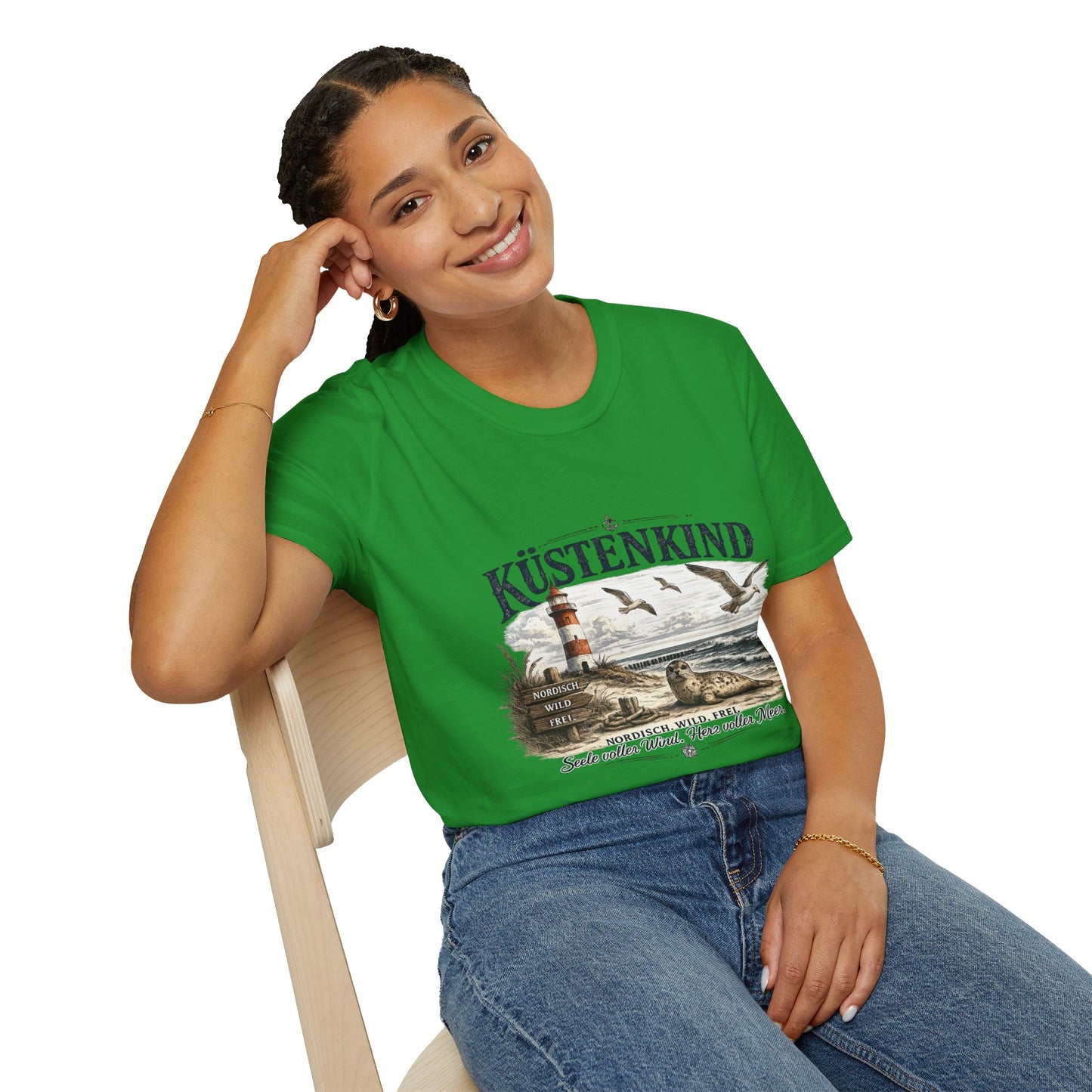 🌊 Küstenkind – Nordisch. Wild. Frei. | Vintage Nordsee T-Shirt mit Robbe & Leuchtturm