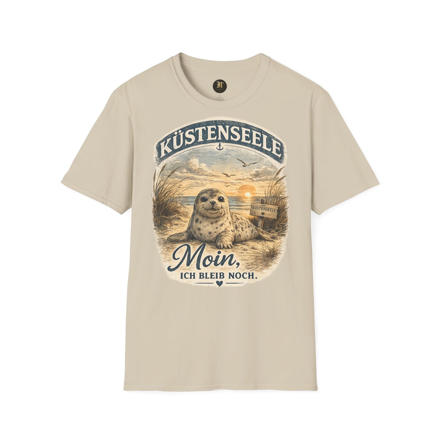 Küstenseele Moin, ich bleib noch – Robben T-Shirt | Maritimes Vintage Shirt | Nordsee & Ostsee Unisex T-Shirt für Meerliebhaber