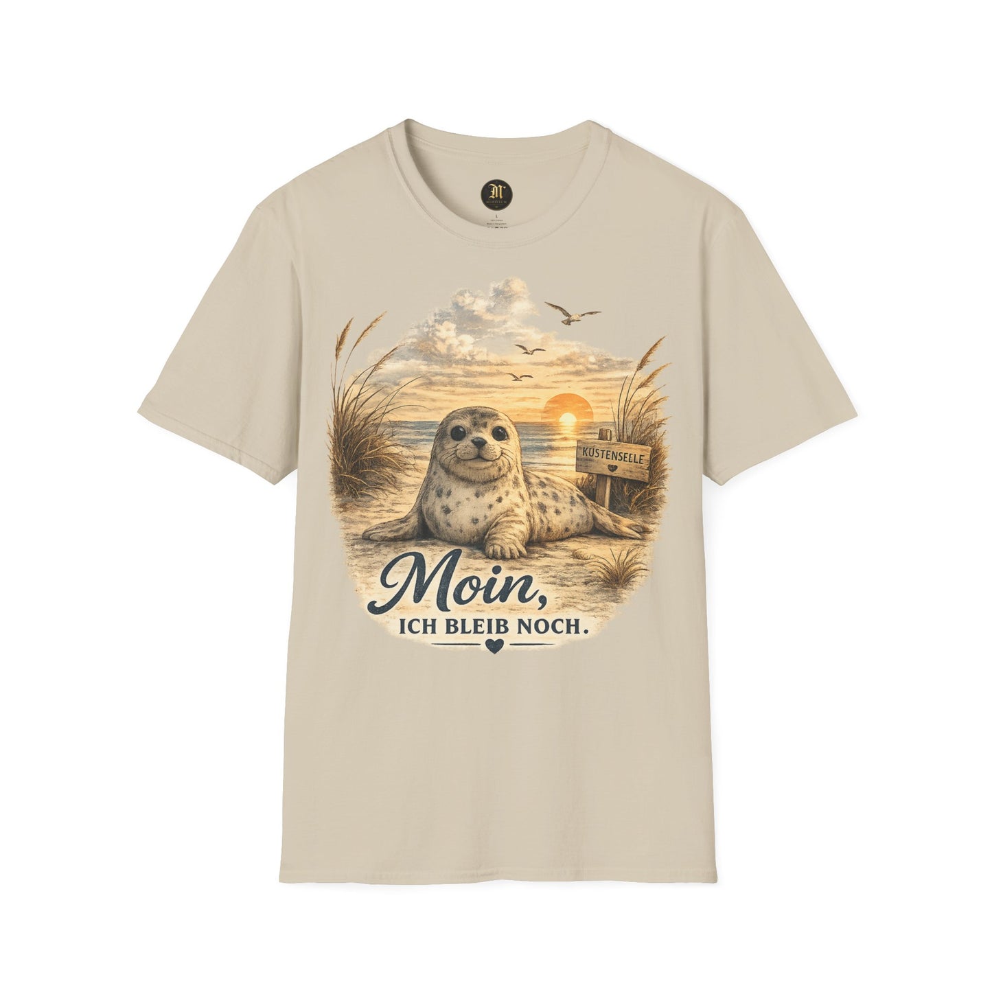 Küstenseele Moin, ich bleib noch – Robben T-Shirt | Maritimes Vintage Shirt | Nordsee & Ostsee Unisex T-Shirt für Meerliebhaber