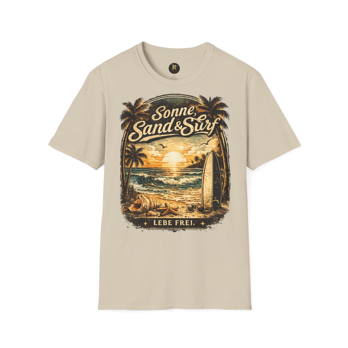 🌴 Sonne, Sand & Surf T-Shirt – Lebe Frei | Vintage Beach Lifestyle Design