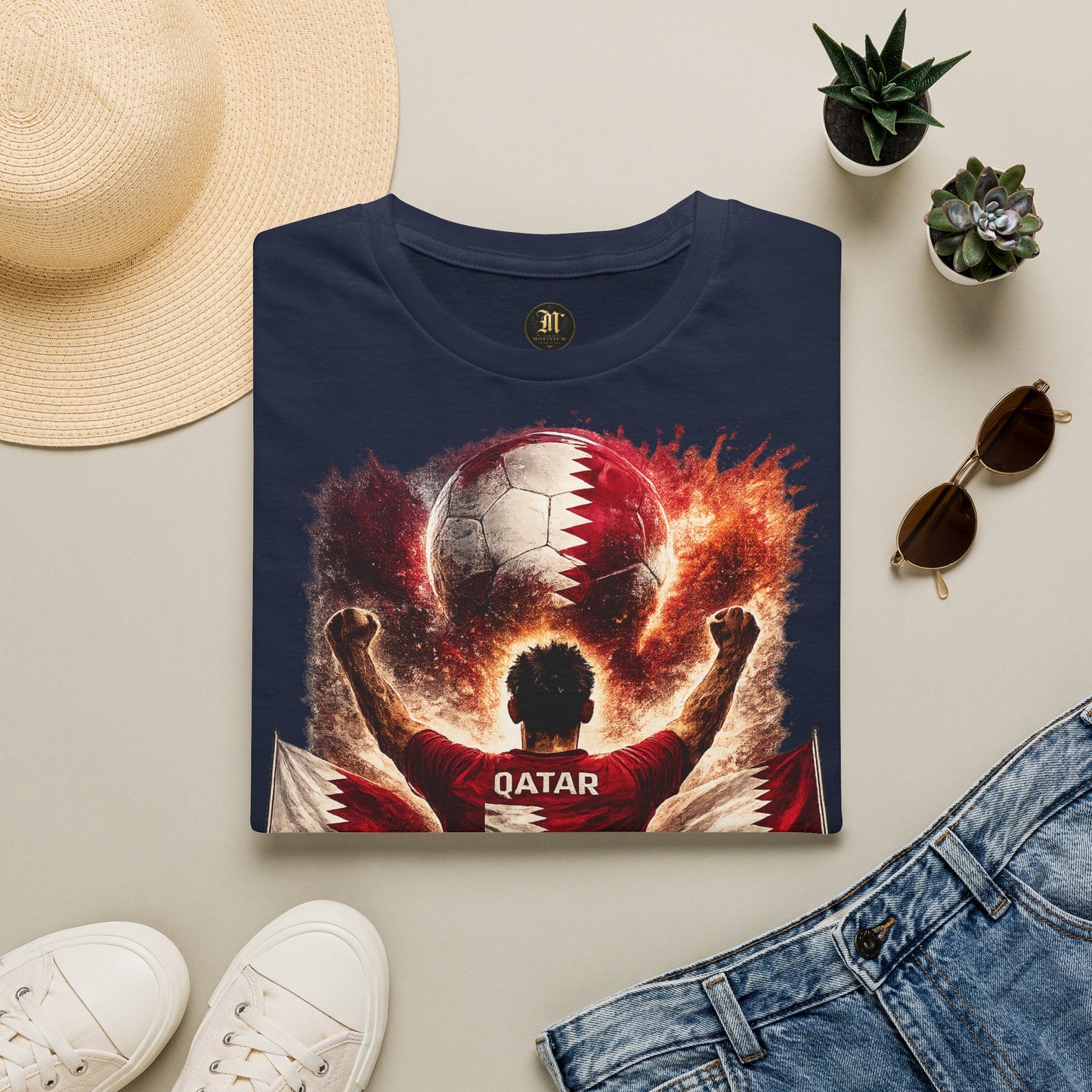 Katar Fußball Fan T-Shirt – Katar Flagge Supporter Design | Fußball Fanartikel | Geschenk für Fußballfans