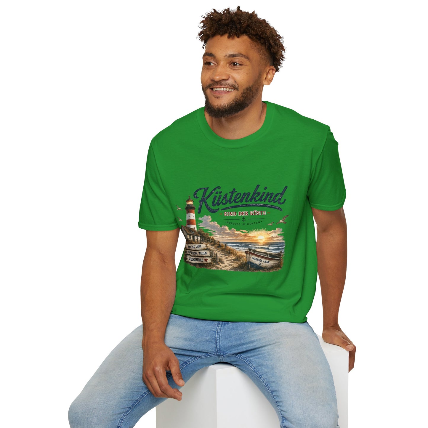 Küstenkind T-Shirt – Kind der Küste | Nordsee im Herzen | Vintage Leuchtturm Strand Design | Maritimes Sommer Shirt