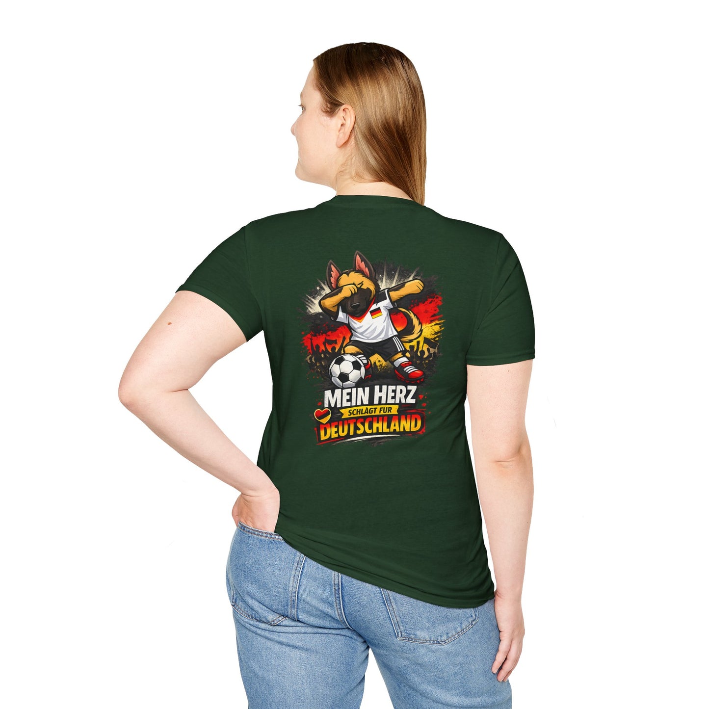 Deutschland Fußball Fan Hund T-Shirt – Front & Back Print Schäferhund Dabbing Fan-Shirt
