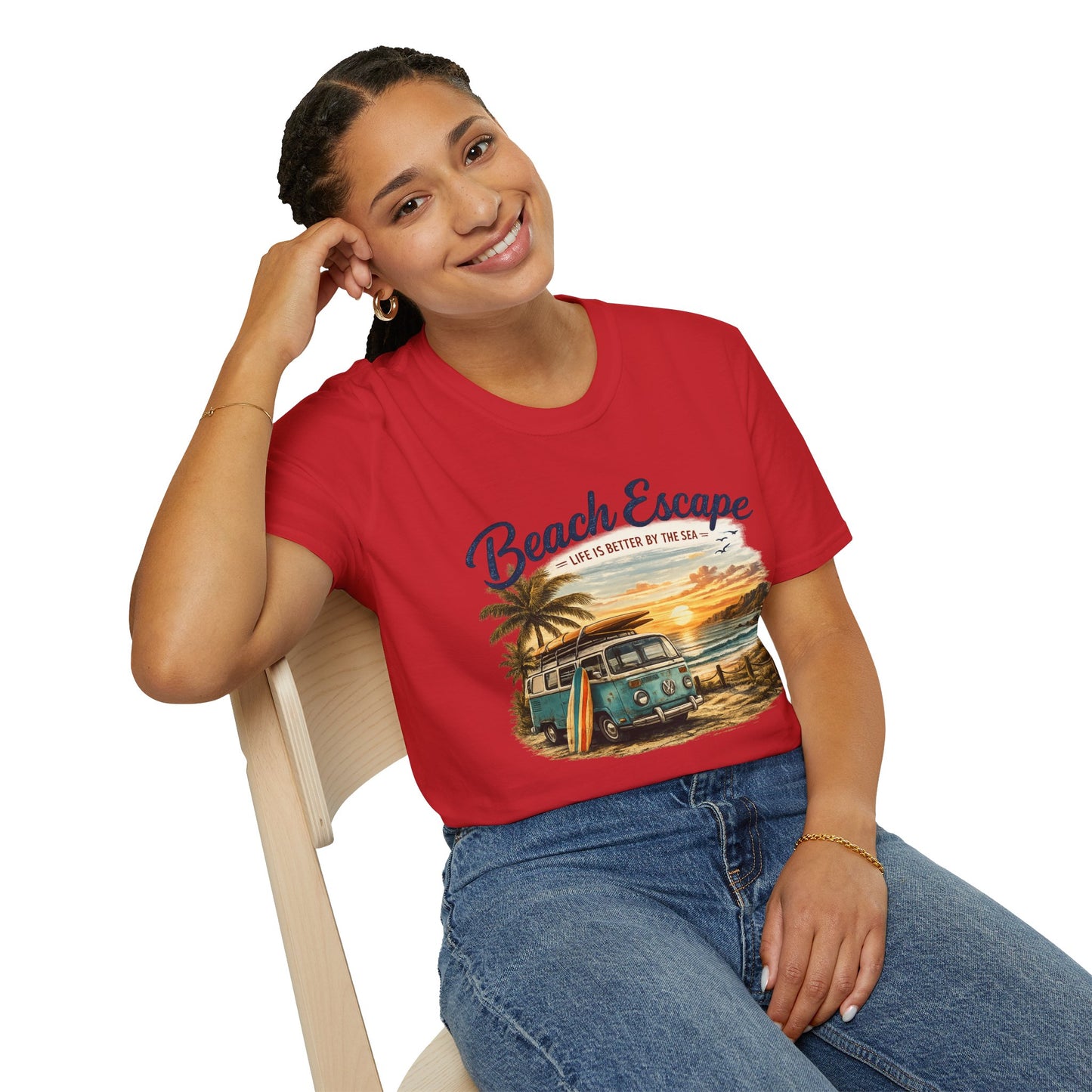 Beach Escape – Life Is Better By The Sea T-Shirt | Vintage Surf Van Beach Shirt | Summer Roadtrip Tee