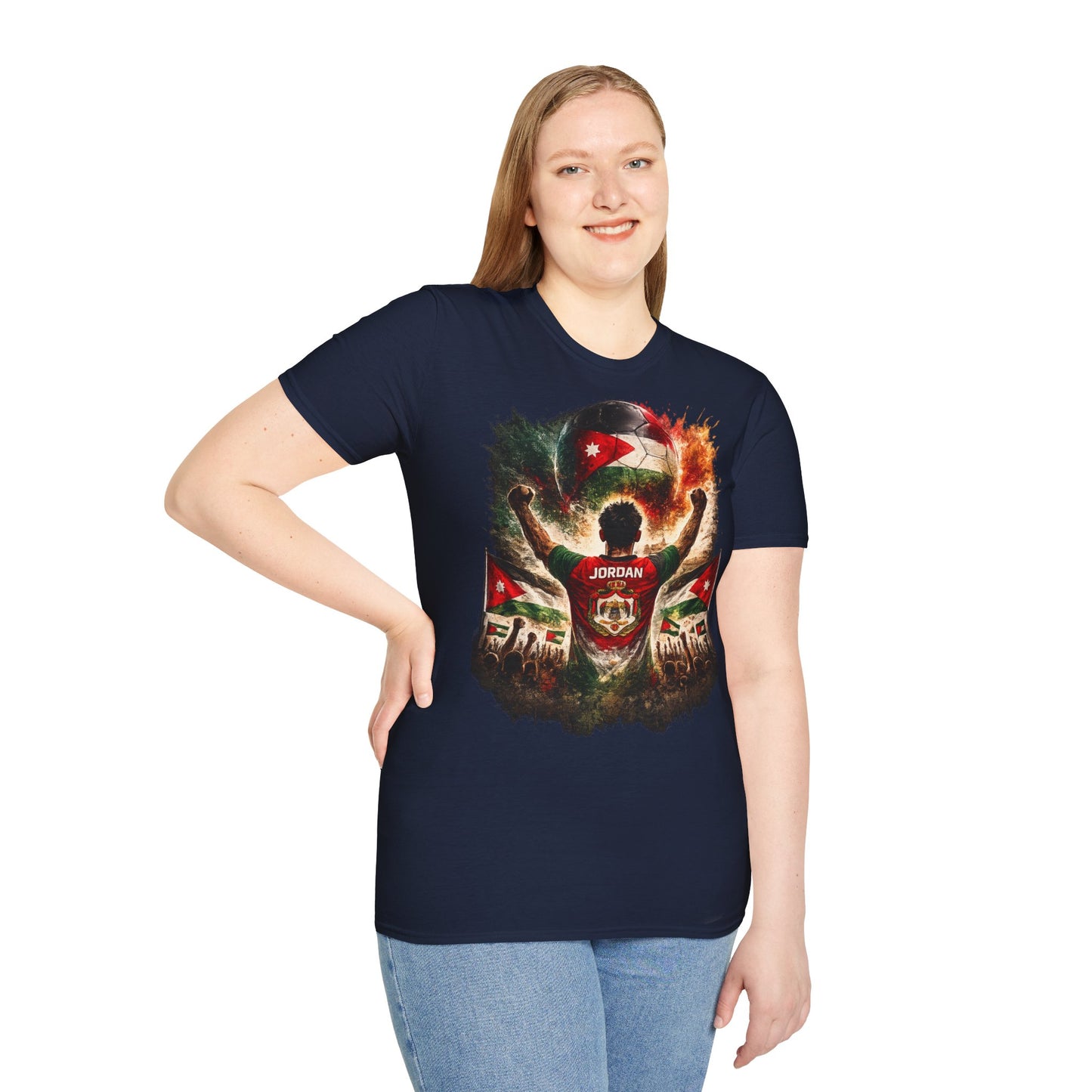 Jordanien Fußball Fan T-Shirt – Jordanien Flagge Supporter Design | Fußball Fanartikel | Geschenk für Fußballfans