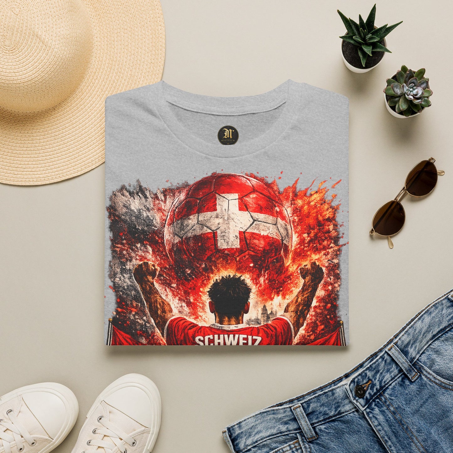 Schweiz Fußball Fan T-Shirt – Schweiz Flagge Supporter Design | Fußball Fanartikel | Geschenk für Fußballfans