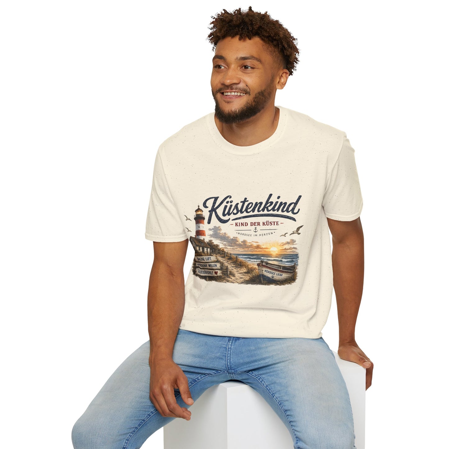 Küstenkind T-Shirt – Kind der Küste | Nordsee im Herzen | Vintage Leuchtturm Strand Design | Maritimes Sommer Shirt