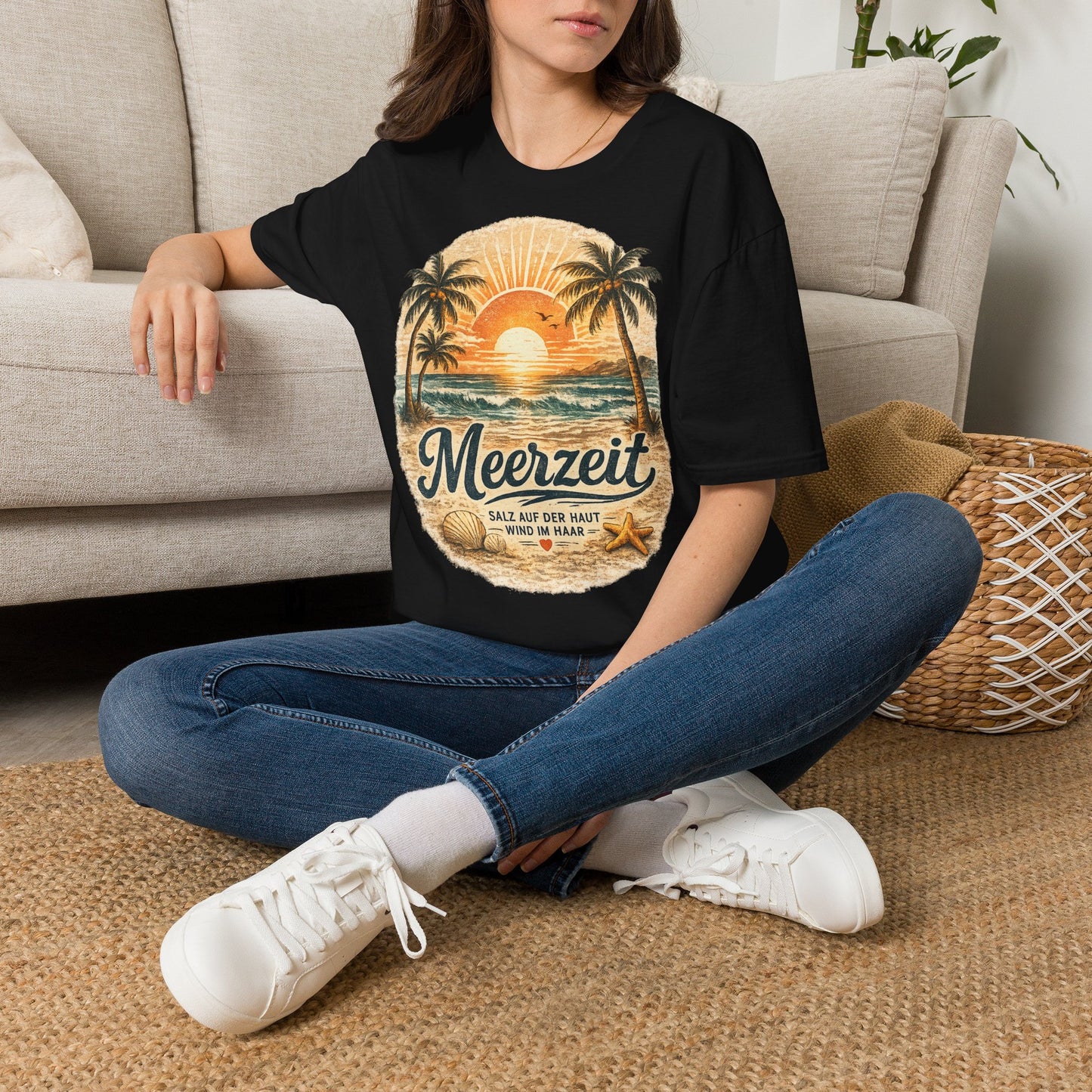 Meerzeit T-Shirt – Salz auf der Haut, Wind im Haar | Vintage Strand Shirt | Sommer Urlaub Meer Geschenk