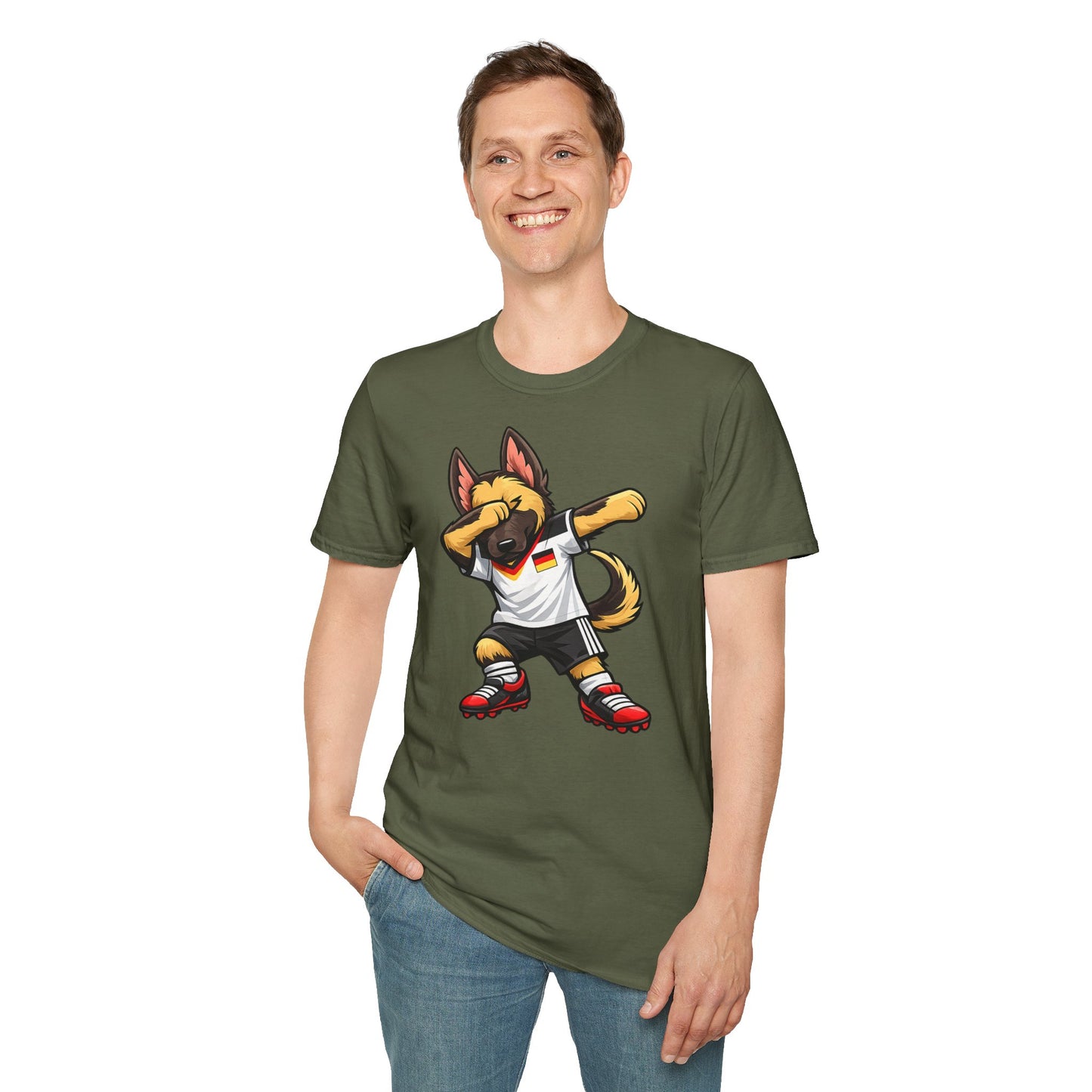 Deutschland Fußball Fan Hund T-Shirt – Dabbing Schäferhund im Deutschland Trikot