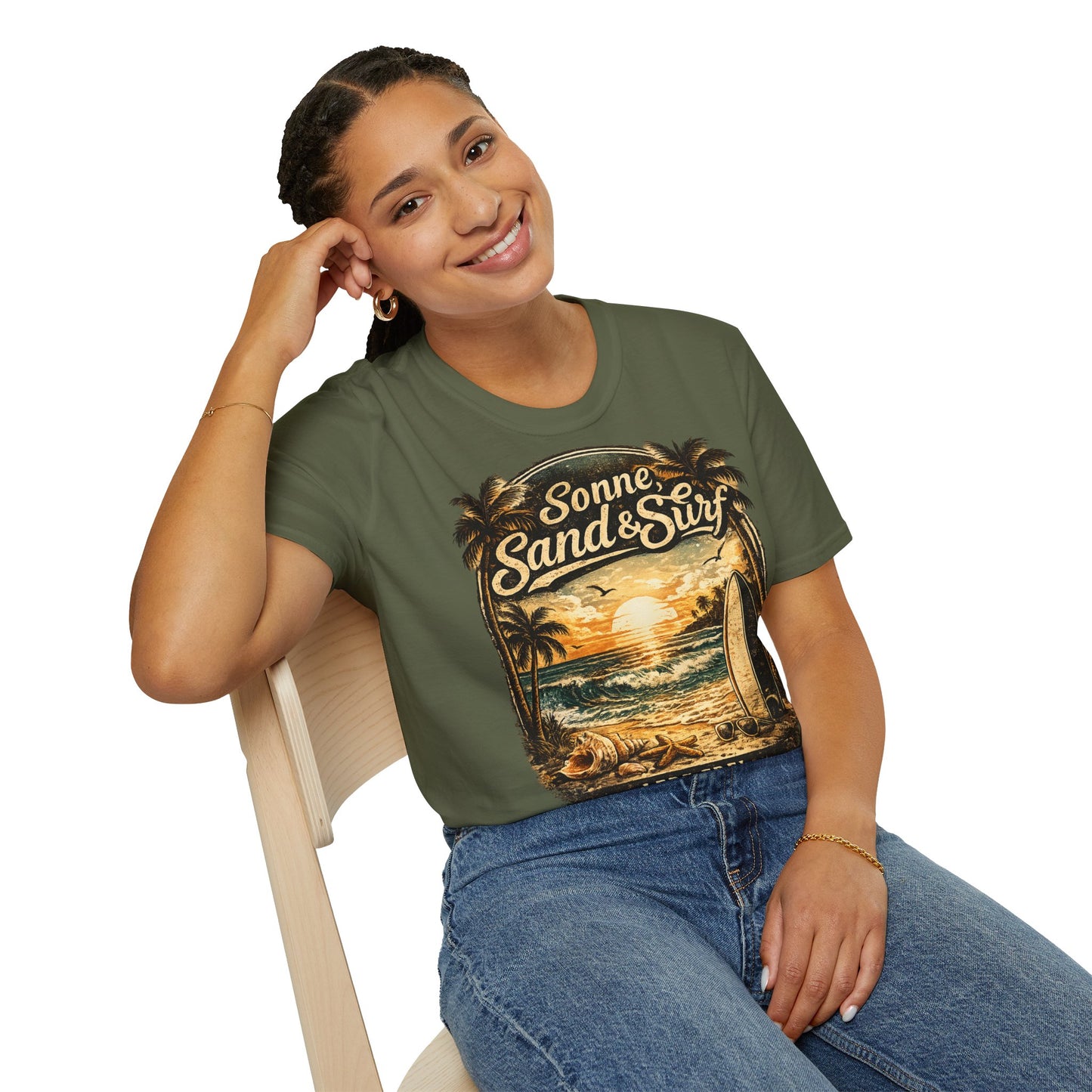 🌴 Sonne, Sand & Surf T-Shirt – Lebe Frei | Vintage Beach Lifestyle Design