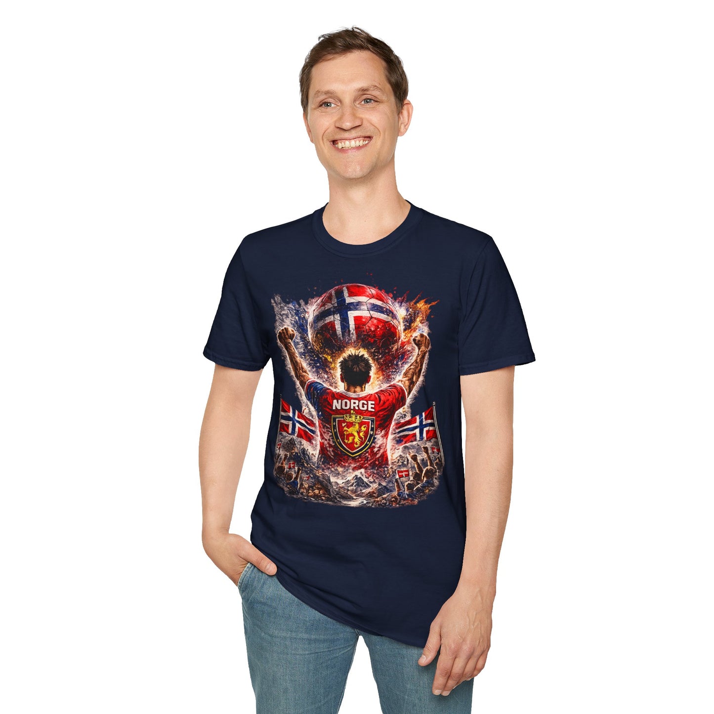 Norwegen Fußball Fan T-Shirt – Norwegen Flagge Supporter Design | Fußball Fanartikel | Geschenk für Fußballfans