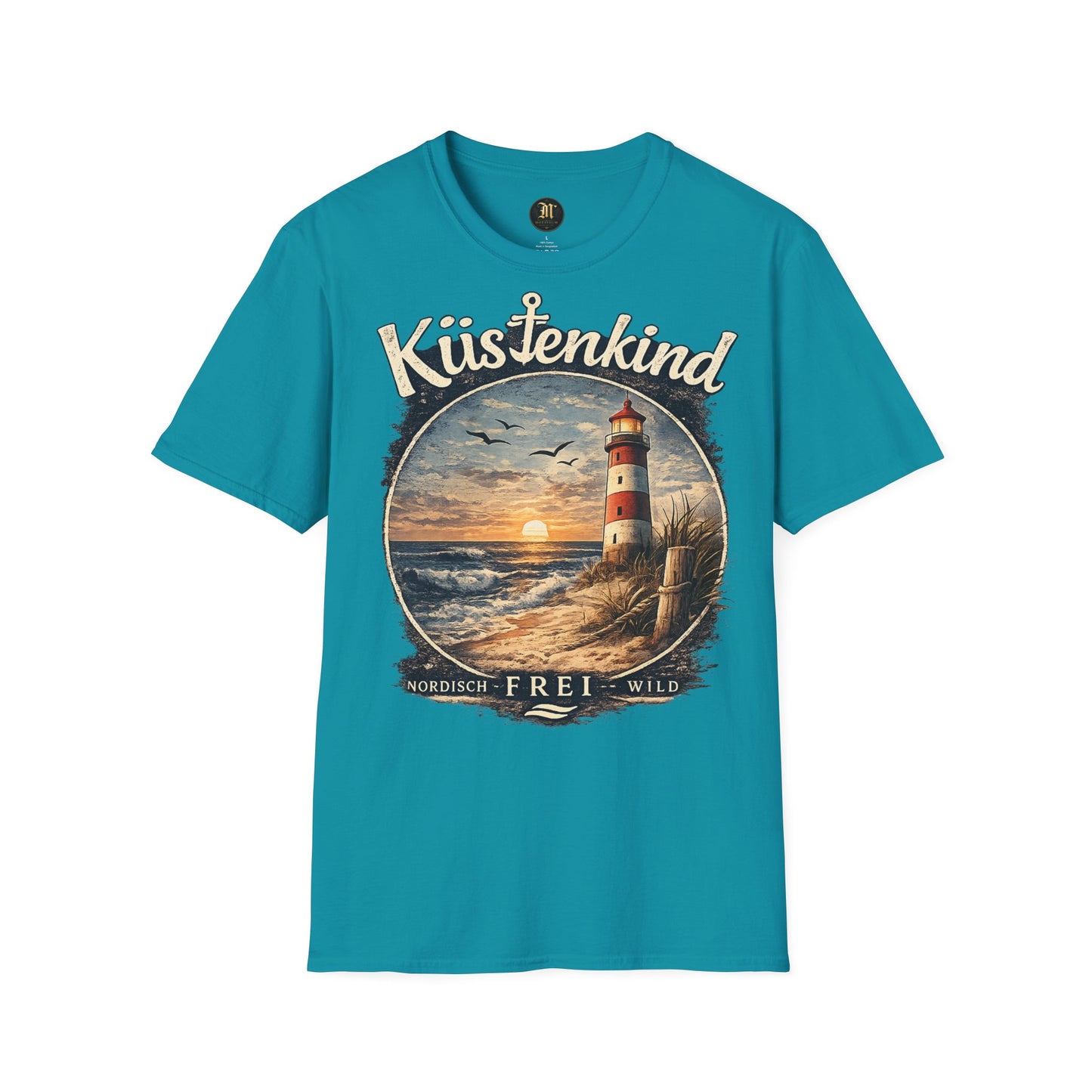Küstenkind Shirt – Nordisch. Frei. Wild. – Vintage Leuchtturm T-Shirt für Nordsee & Ostsee Fans