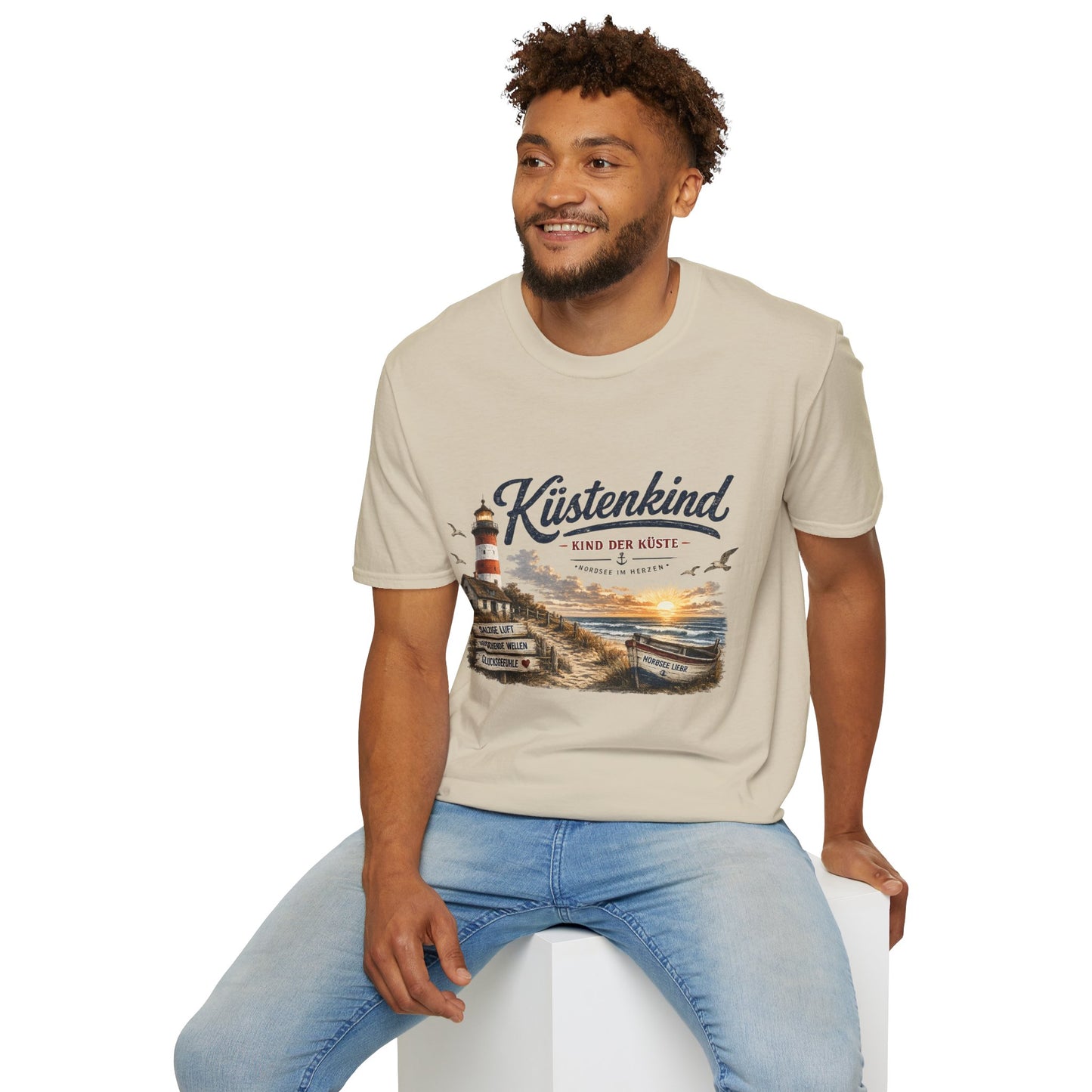 Küstenkind T-Shirt – Kind der Küste | Nordsee im Herzen | Vintage Leuchtturm Strand Design | Maritimes Sommer Shirt