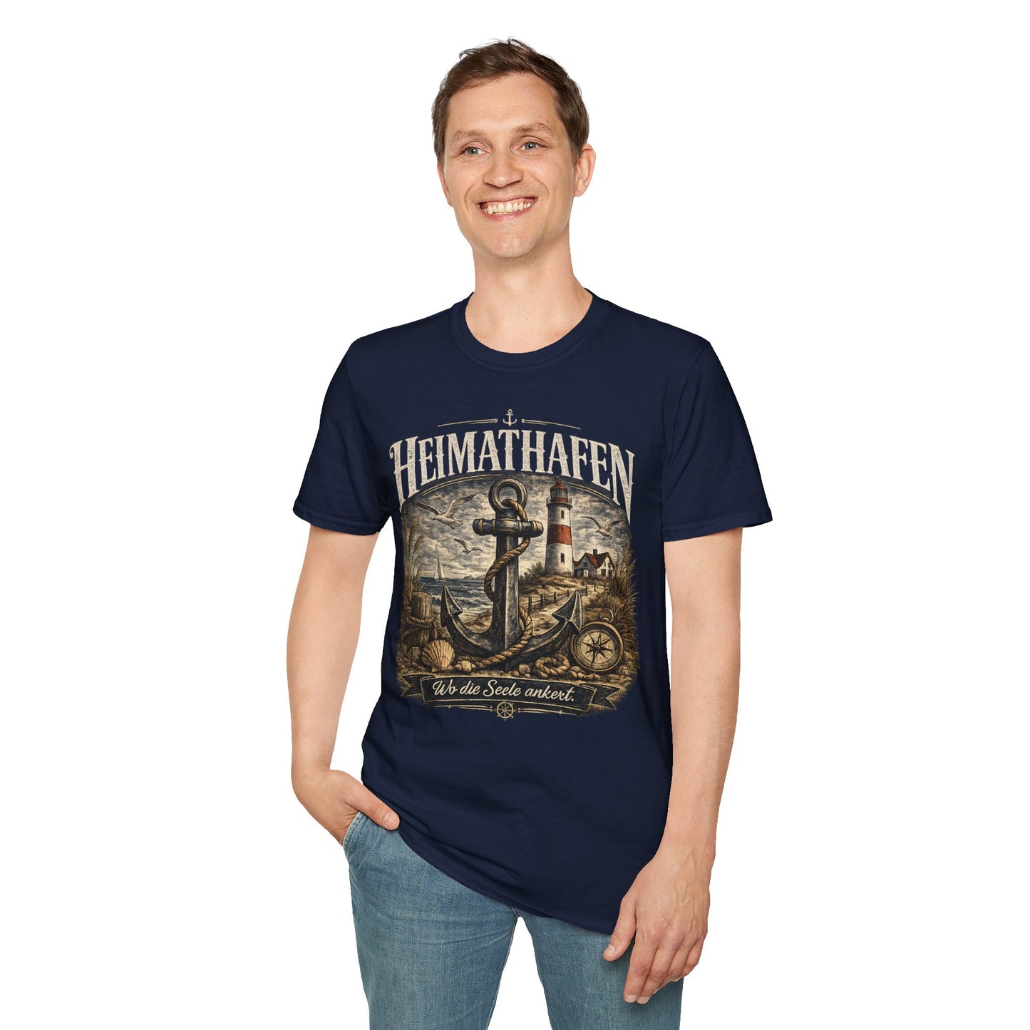 Heimathafen T-Shirt – Vintage Küsten Design | Wo die Seele ankert | Maritimes Nordsee Shirt