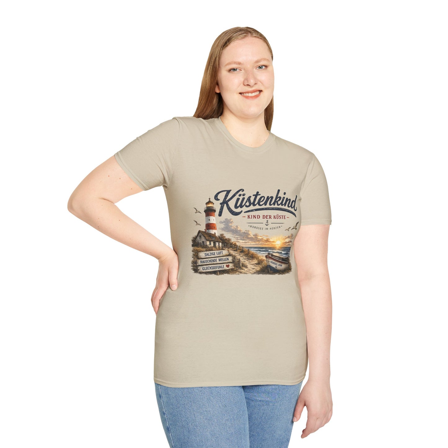 Küstenkind T-Shirt – Kind der Küste | Nordsee im Herzen | Vintage Leuchtturm Strand Design | Maritimes Sommer Shirt