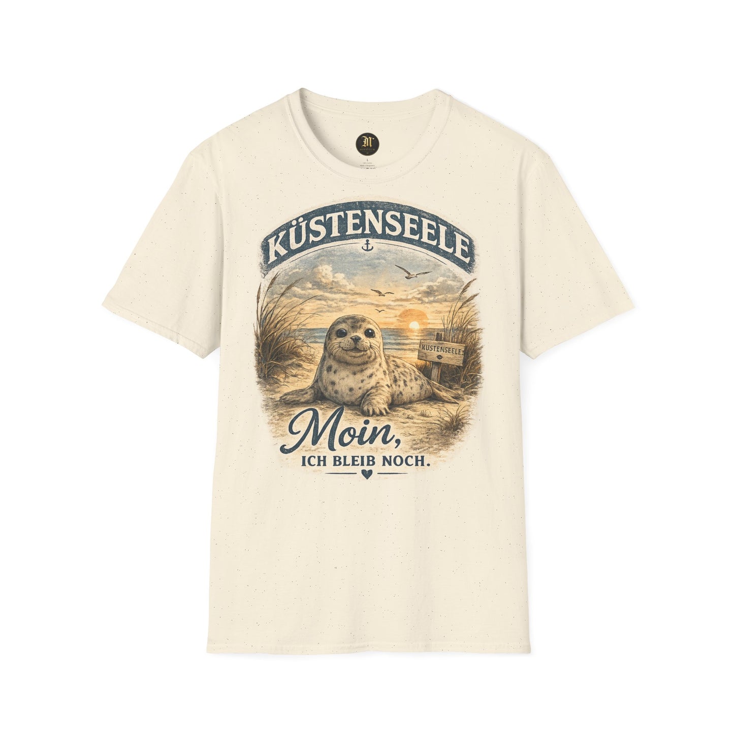 Küstenseele Moin, ich bleib noch – Robben T-Shirt | Maritimes Vintage Shirt | Nordsee & Ostsee Unisex T-Shirt für Meerliebhaber