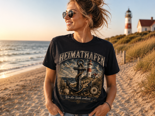 Heimathafen T-Shirt – Vintage Küsten Design | Wo die Seele ankert | Maritimes Nordsee Shirt